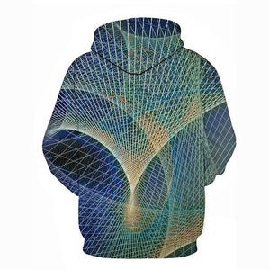 Men's Blue Geometric 3D Printed Graphic Statement Hoodie