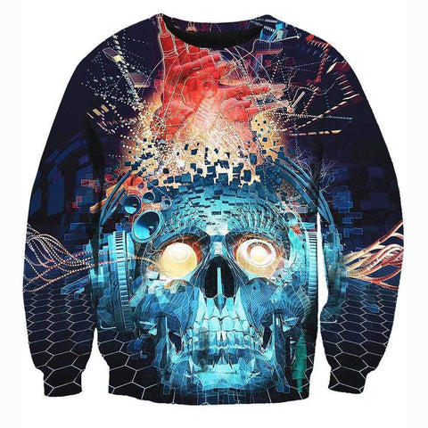 Image of Funny Papa Roach Sweatshirts - The Blue Skull 3D Sweatshirt