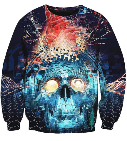 Image of Funny Papa Roach Hoodies - Pullover The Blue Skull 3D Hoodie