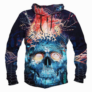 Funny Papa Roach Hoodies - Pullover The Blue Skull 3D Hoodie