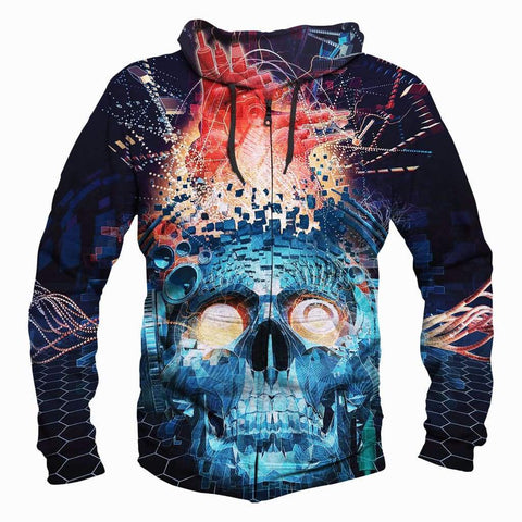 Image of Funny Papa Roach Hoodies - Pullover The Blue Skull 3D Hoodie