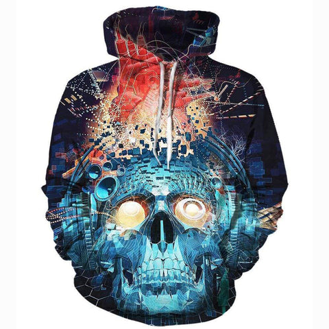 Image of Funny Papa Roach Sweatshirts - The Blue Skull 3D Sweatshirt