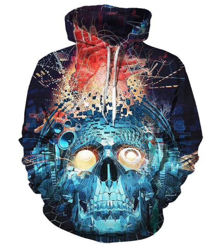 Image of Funny Papa Roach Hoodies - Pullover The Blue Skull 3D Hoodie