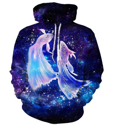 Image of Horoscope Pisces Hoodies - Pullover Black Hoodie