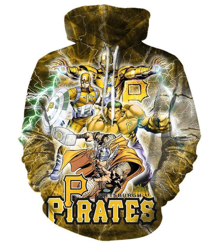 Image of The Avengers Pittsburgh Pirates Hoodies - Pullover Yellow Hoodie