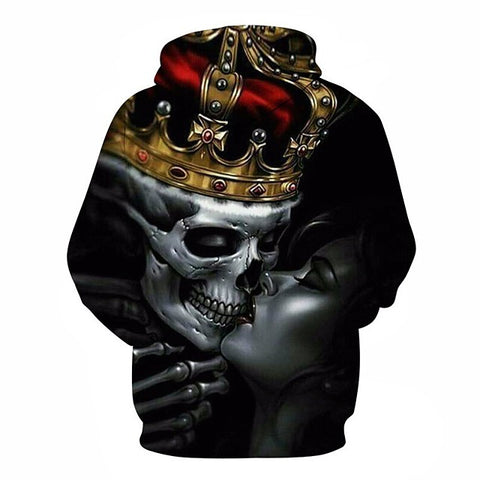 Image of 3D Printed Skull Hoodie - Hooded Casual Loose Pullover Party