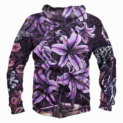 Image of Funny Pop Evil Sweatshirts - Blooming Violet Deep Purple 3D Sweatshirt