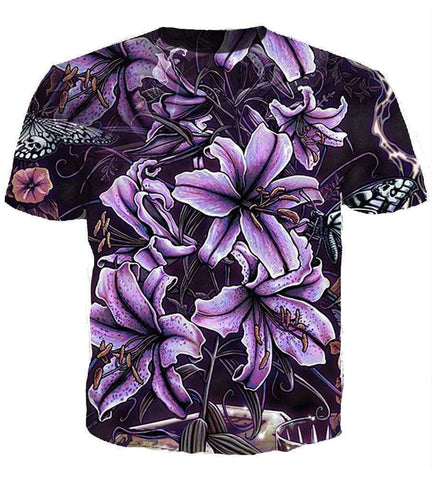 Image of Funny Pop Evil Sweatshirts - Blooming Violet Deep Purple 3D Sweatshirt
