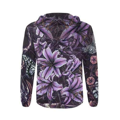 Image of Funny Pop Evil Hoodies - Pullover Flowers Purple Hoodie