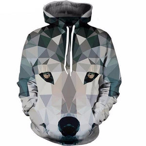 Geometric Wolf Grey Hoodie