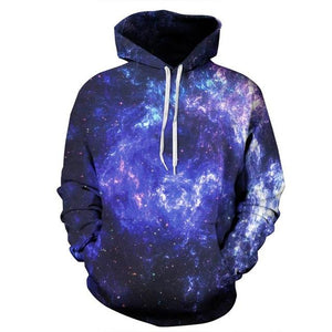 Blue Nebula Galaxy 3D Space Unisex Pocket Hoodie