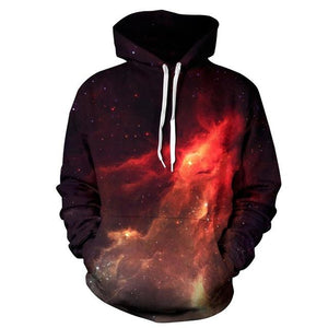 Red Constellation Galaxy 3D Unisex Pocket Hoodie