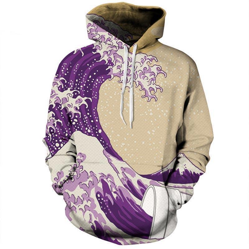 Purple Wave Art Hoodie