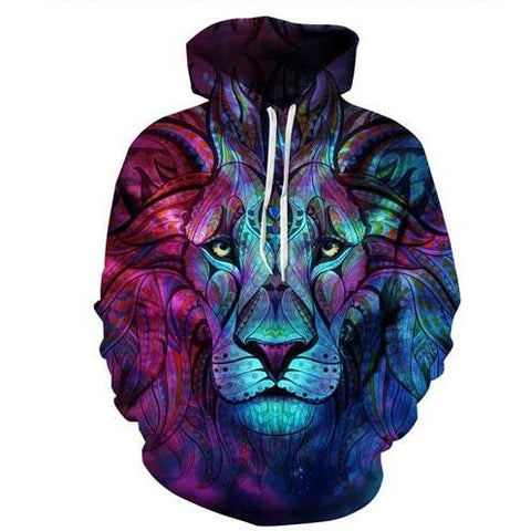 Image of Royal Blue Lion 3D Printed Hoodie