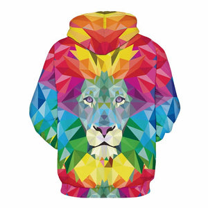 New Stylish Unisex Lion 3D Print Hoodies Watercolor Colorful Blocks Thin Hoodies