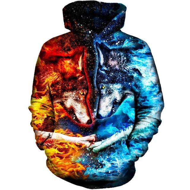 Fire And Ice Wolves Hoodie