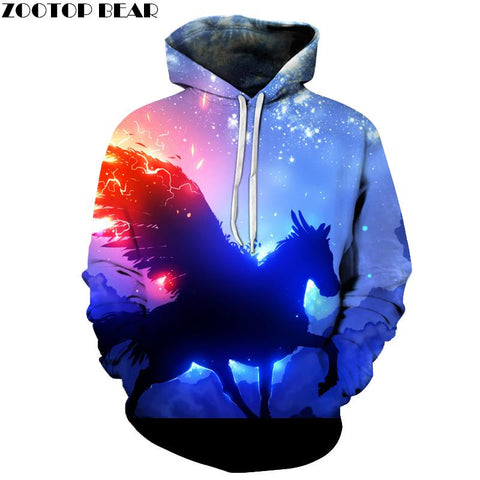Image of 3D Blue Unicorn Hoodie