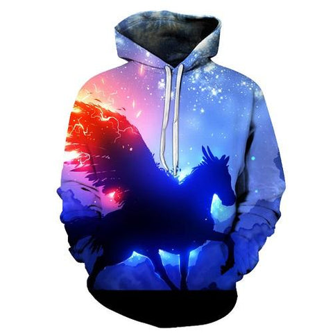 Image of 3D Blue Unicorn Hoodie