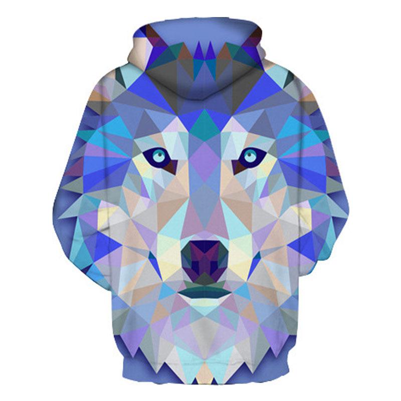 Geometric Wolf Blue Hoodie