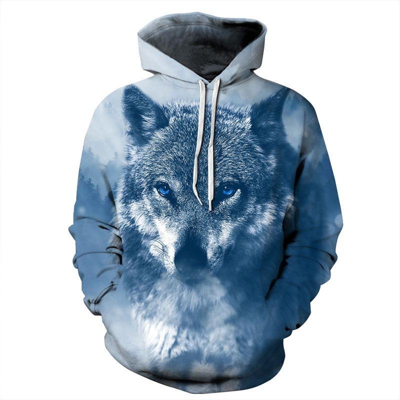 Unisex Winter Wolf 3D Pattern Hoodie
