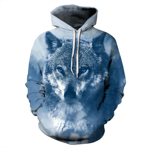 Image of Unisex Winter Wolf 3D Pattern Hoodie