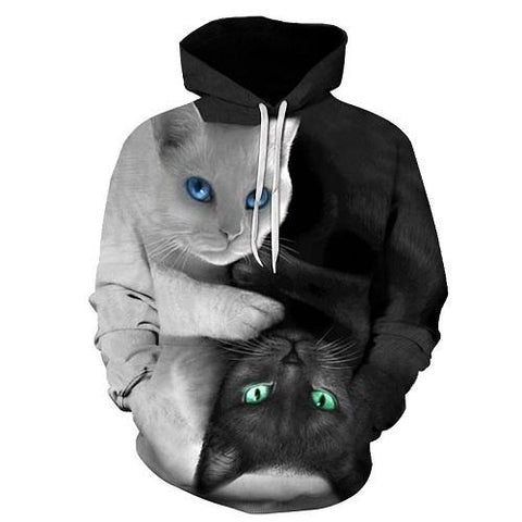 Image of 3D Two cat 3D Print hoody Tops Hipster hip hop