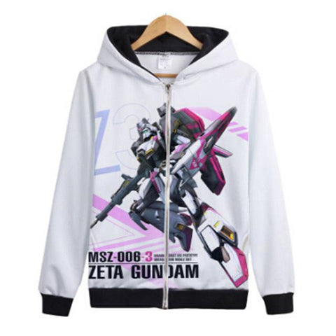 Image of Gundam Warrior collection Hoodies - Zip Up Pure White Hoodie