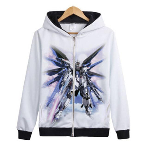 Image of Gundam Warrior collection Hoodies - Zip Up Pure White Hoodie