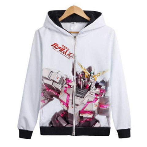 Image of Gundam Warrior collection Hoodies - Zip Up Pure White Hoodie