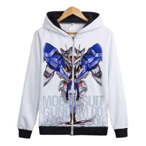 Image of Gundam Warrior collection Hoodies - Zip Up Pure White Hoodie