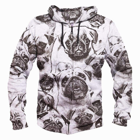 Image of Funny Pug Hoodies - Pullover White Hoodie