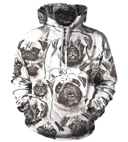 Image of Funny Pug Hoodies - Pullover White Hoodie