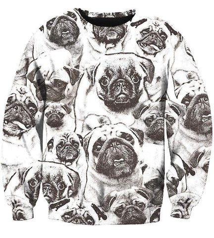 Image of Funny Pug Hoodies - Pullover White Hoodie