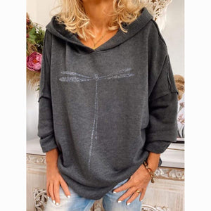 Women's Dragonfly Hoodie - Solid Colored Basic Pullover