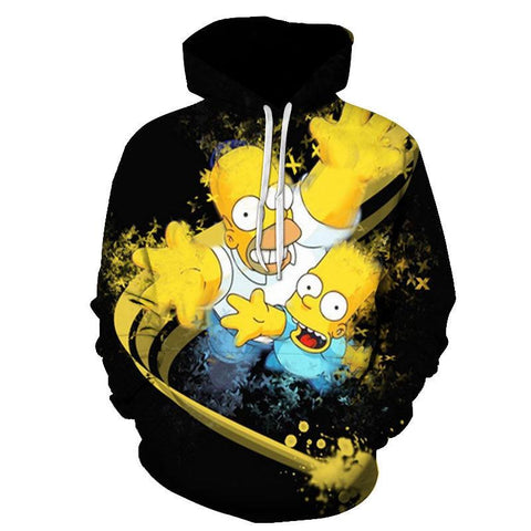 Image of 3D Cartoon Printing Hoodies - Homer Simpson And His Son Sweatshirt
