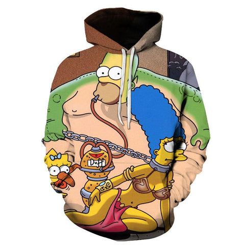 Image of 3D Cartoon Printing Hoodies - Homer Simpson And His Son Sweatshirt