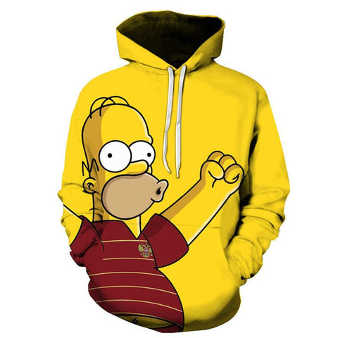 Image of 3D Cartoon Printing Hoodies - Homer Simpson And His Son Sweatshirt