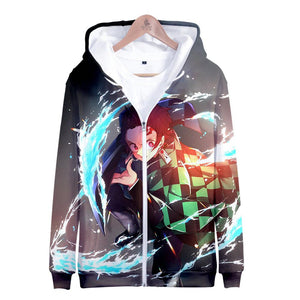 Anime Demon Slayer The Infinite Train Zipper Hoodie Sweatshirt