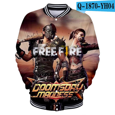 Image of Fashion-FREE FIRE Fashion 3D Baseball Jacket Hoodie Sweatshirt