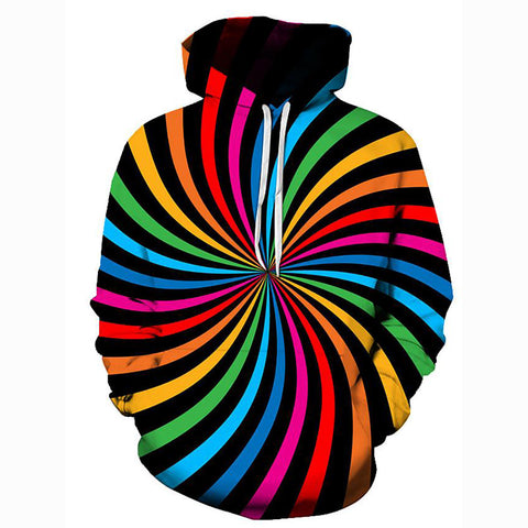 Image of Men's Geometric 3D Printed Hooded Pullover Casual Rainbow Hoodie