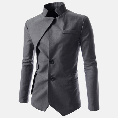 Image of Men's Goth Vintage Stand Collar Irregular Design Suit Jacket