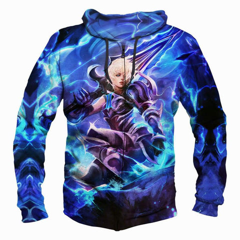 Image of League Of Legend Riven Hoodies - Pullover Blue Hoodie