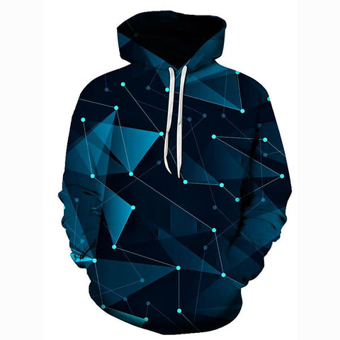 Image of 3D Printed Geometric Hoodie - Hooded Basic Pullover