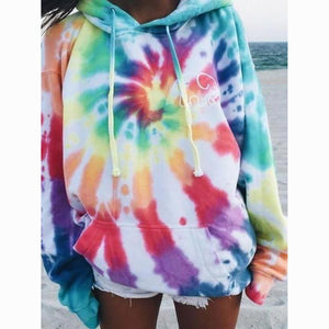 Women's Comfy Rainbow Hoodie - Tie Dye Basic Pullover