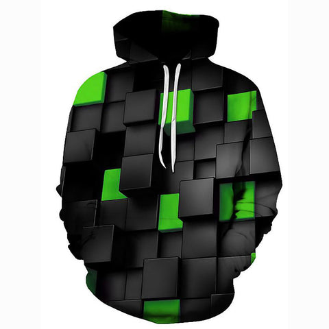 Image of 3D Printed Color Block Hoodie - Hooded Basic Pullover