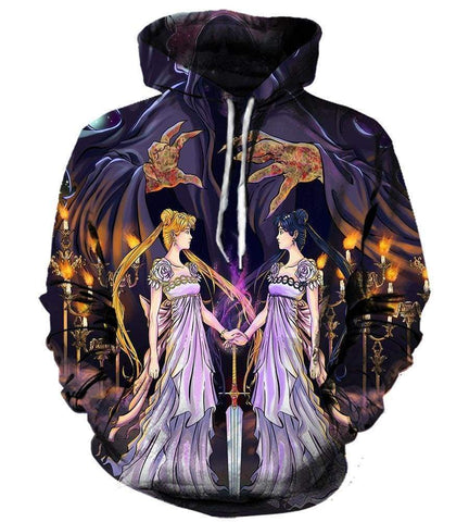 Image of Sailor Moon Hoodies - Pullover Purple 3D Hoodie