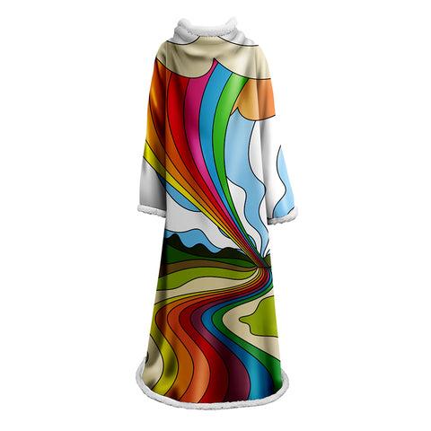 Image of 3D Digital Printed Blanket With Sleeves-Colorful Cartoon Blanket Robe