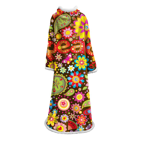 Image of 3D Digital Printed Blanket With Sleeves-Colorful Cartoon Blanket Robe