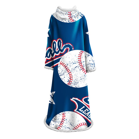 Image of 3D Digital Printed Blanket With Sleeves-Baseball Blanket Robe