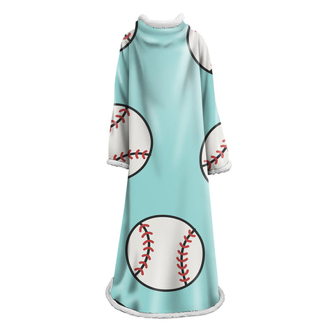 Image of 3D Digital Printed Blanket With Sleeves-Baseball Blanket Robe
